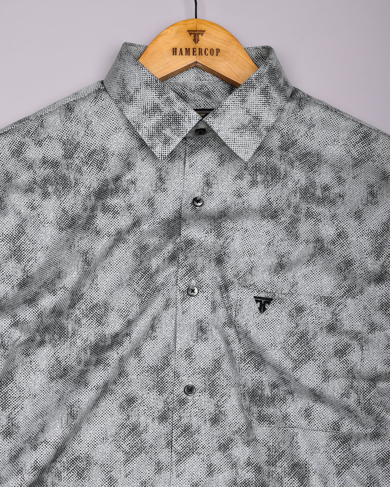 Silycon Gray With Black Printed Cotton Shirt