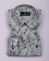 Silycon Gray With Black Printed Cotton Shirt