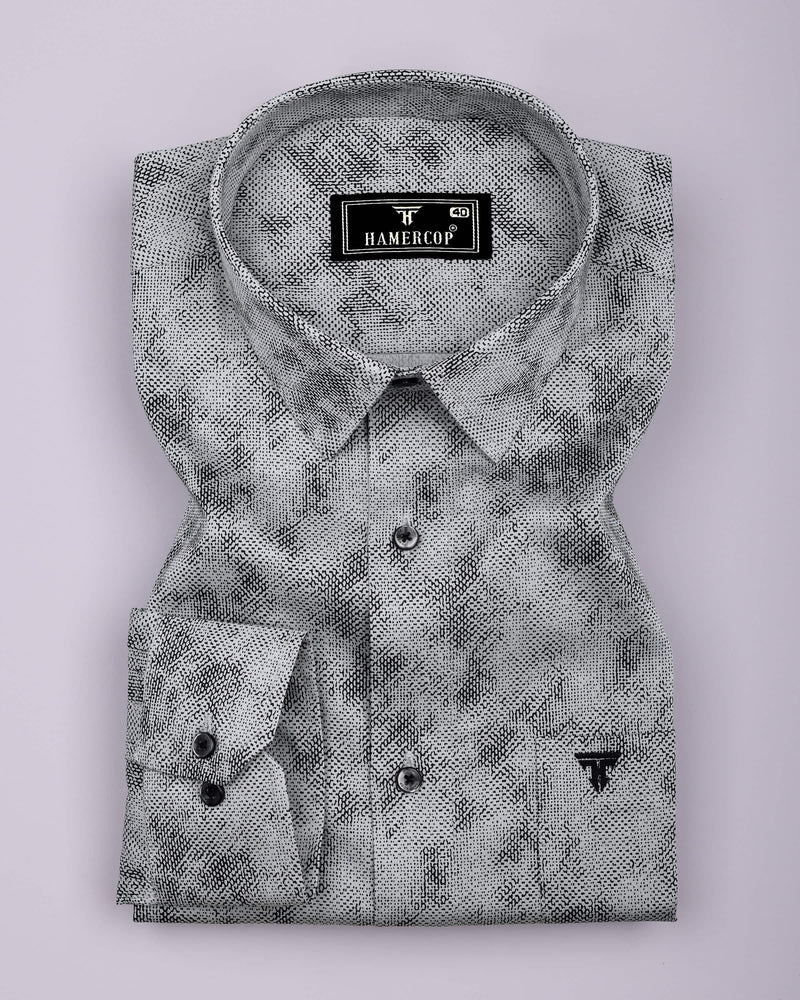 Silycon Gray With Black Printed Cotton Shirt