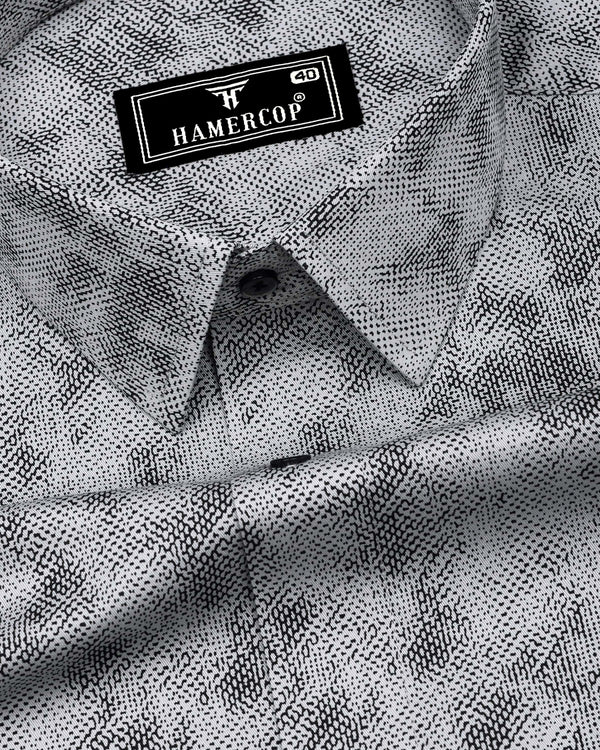 Silycon Gray With Black Printed Cotton Shirt
