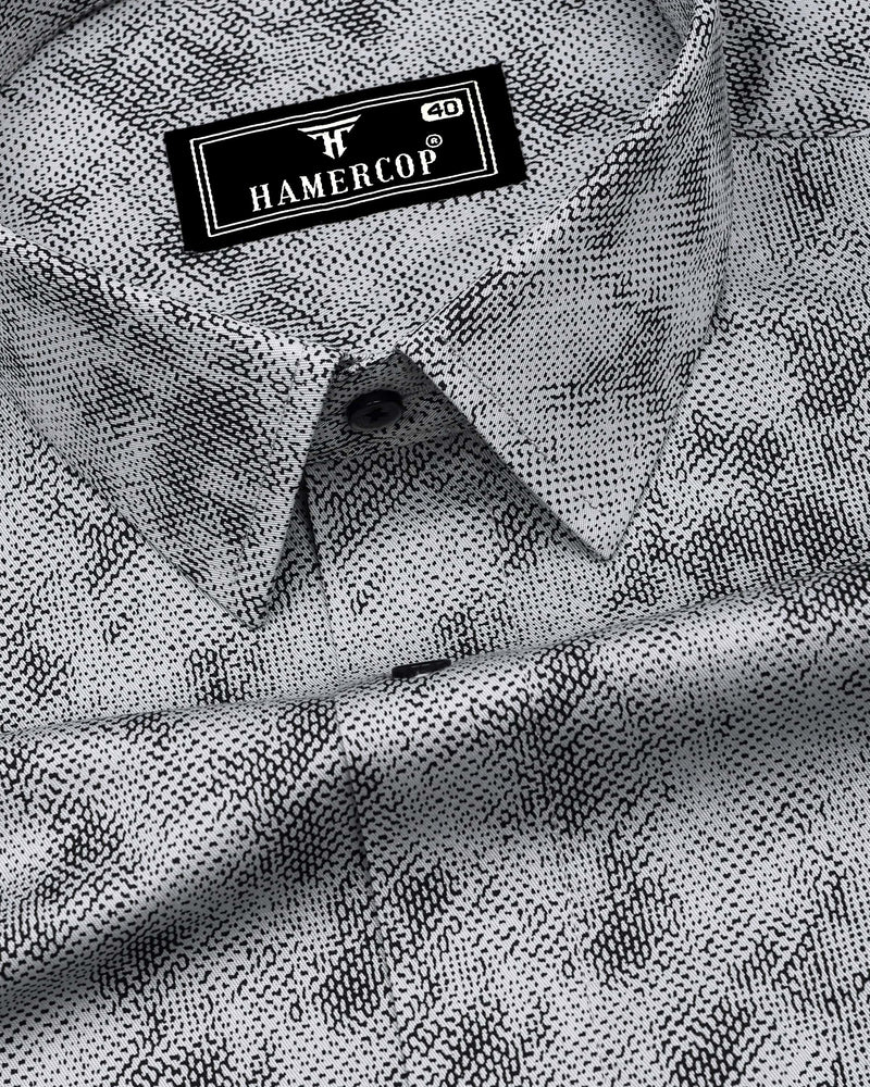 Silycon Gray With Black Printed Cotton Shirt