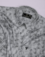 Silycon Gray With Black Printed Cotton Shirt