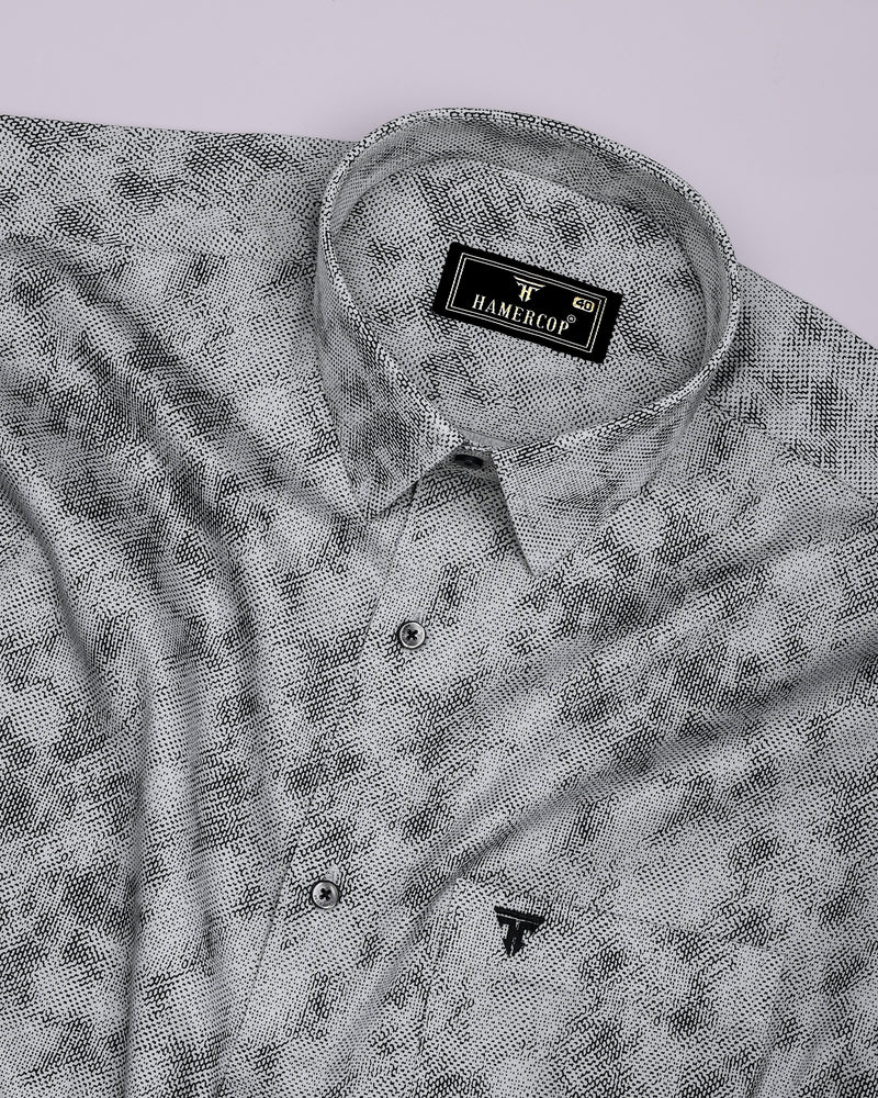 Silycon Gray With Black Printed Cotton Shirt