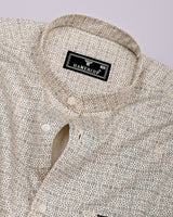 Confer Cream With Green Printed Cotton Shirt