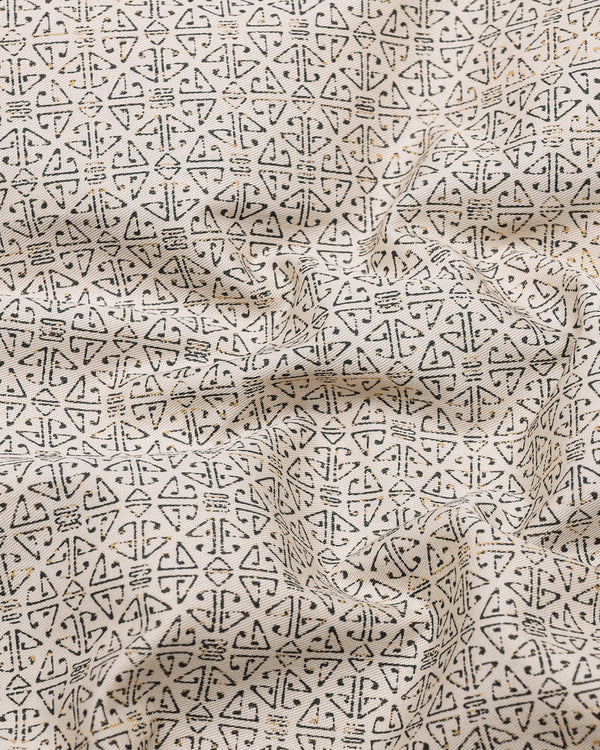 Confer Cream With Green Printed Cotton Shirt