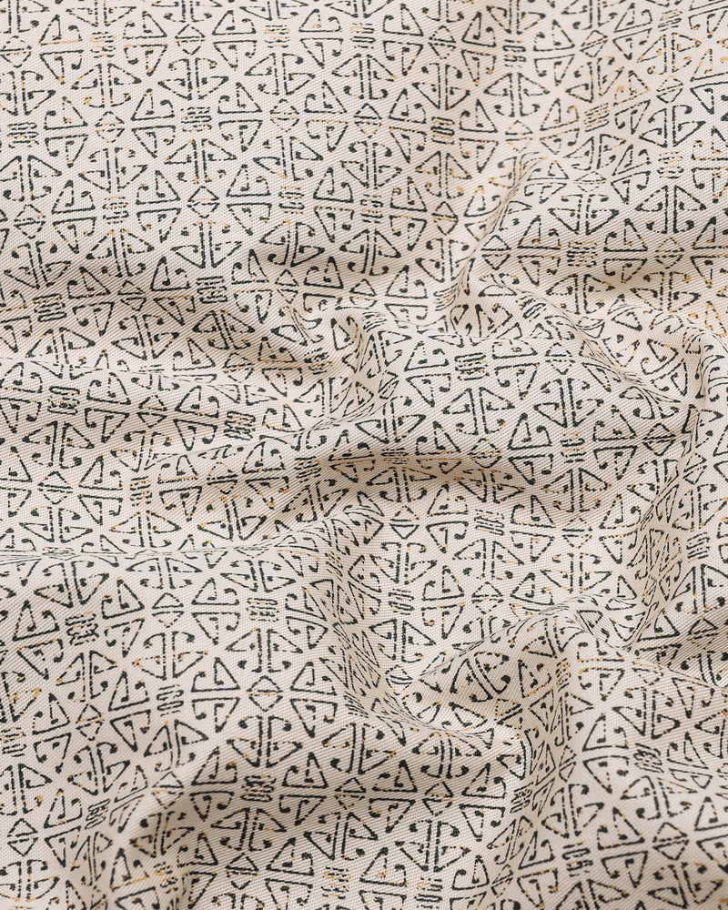 Confer Cream With Green Printed Cotton Shirt