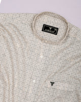 Confer Cream With Green Printed Cotton Shirt