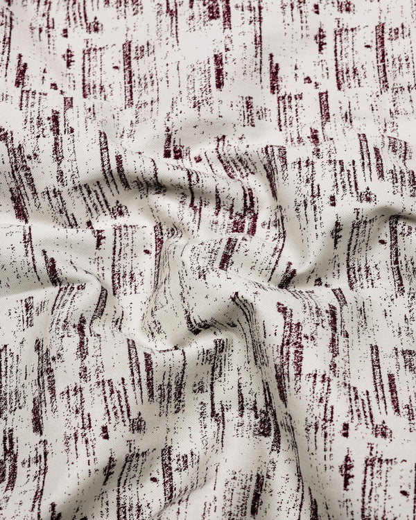 Hampy Off White With Purple Printed Cotton Shirt