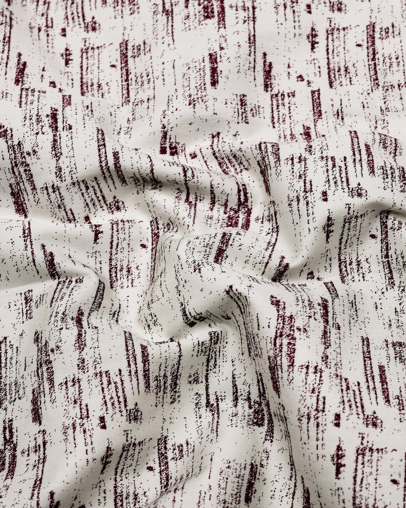 Hampy Off White With Purple Printed Cotton Shirt