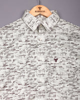 Hampy Off White With Purple Printed Cotton Shirt