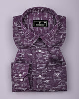 Hampy Purple With White Printed Cotton Shirt