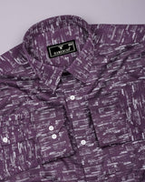 Hampy Purple With White Printed Cotton Shirt