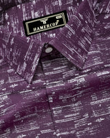 Hampy Purple With White Printed Cotton Shirt