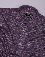 Hampy Purple With White Printed Cotton Shirt