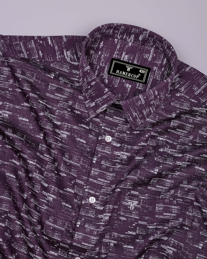 Hampy Purple With White Printed Cotton Shirt