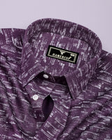 Hampy Purple With White Printed Cotton Shirt