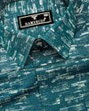 Hampy Teal Blue With White Printed Cotton Shirt