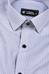 Grey with white regency stripe cotton shirt