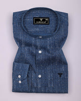 Confer Blue With Black Printed Cotton Shirt