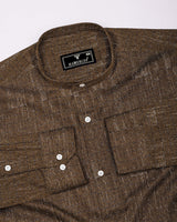 Confer Moss Green With Black Printed Cotton Shirt