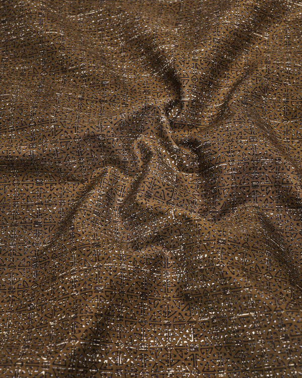 Confer Moss Green With Black Printed Cotton Shirt