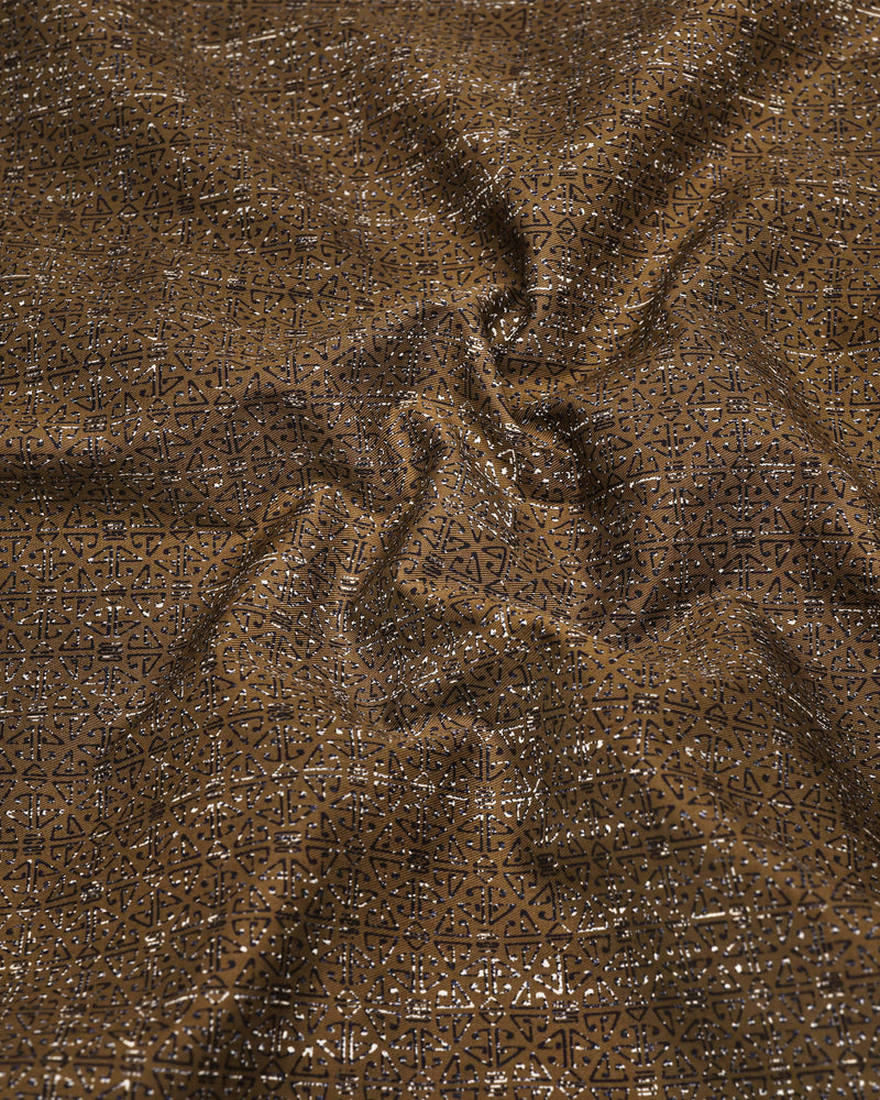 Confer Moss Green With Black Printed Cotton Shirt