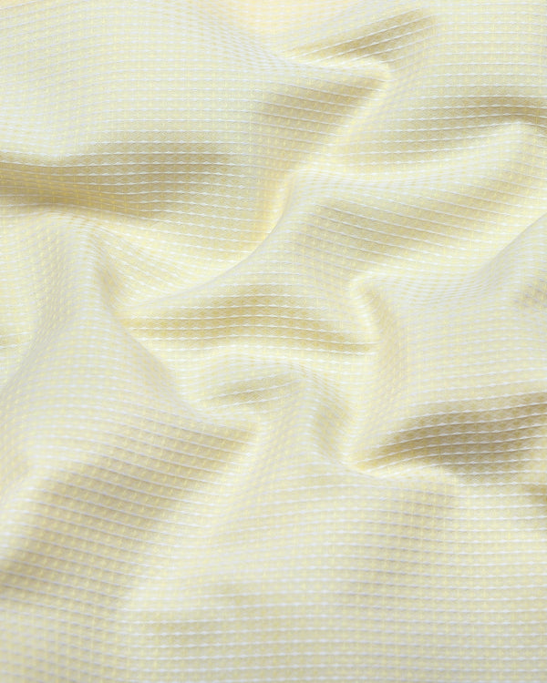 Swifton Light Yellow With White Dobby Formal Cotton Shirt