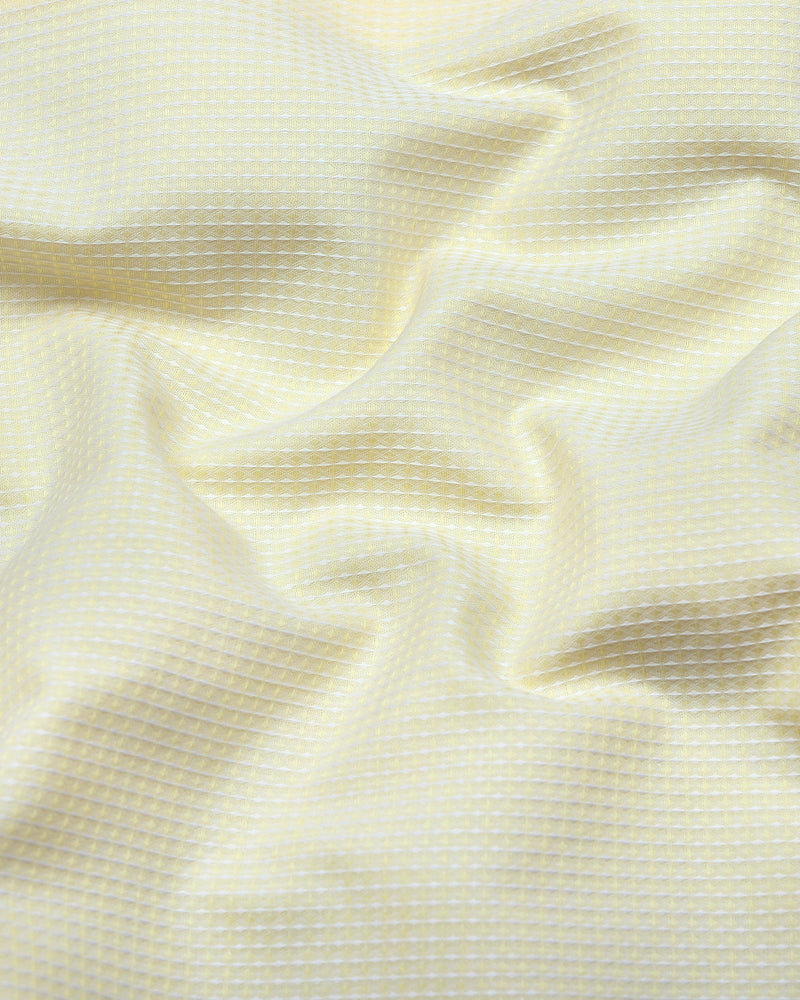 Swifton Light Yellow With White Dobby Formal Cotton Shirt