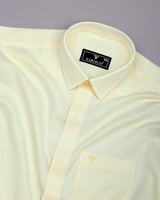 Swifton Light Yellow With White Dobby Formal Cotton Shirt
