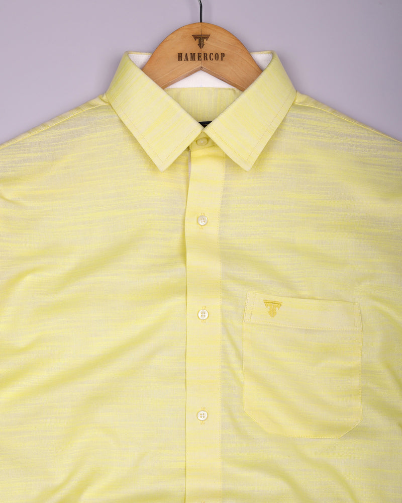 Pineapple Yellow Solid Linen Cotton Designer Shirt