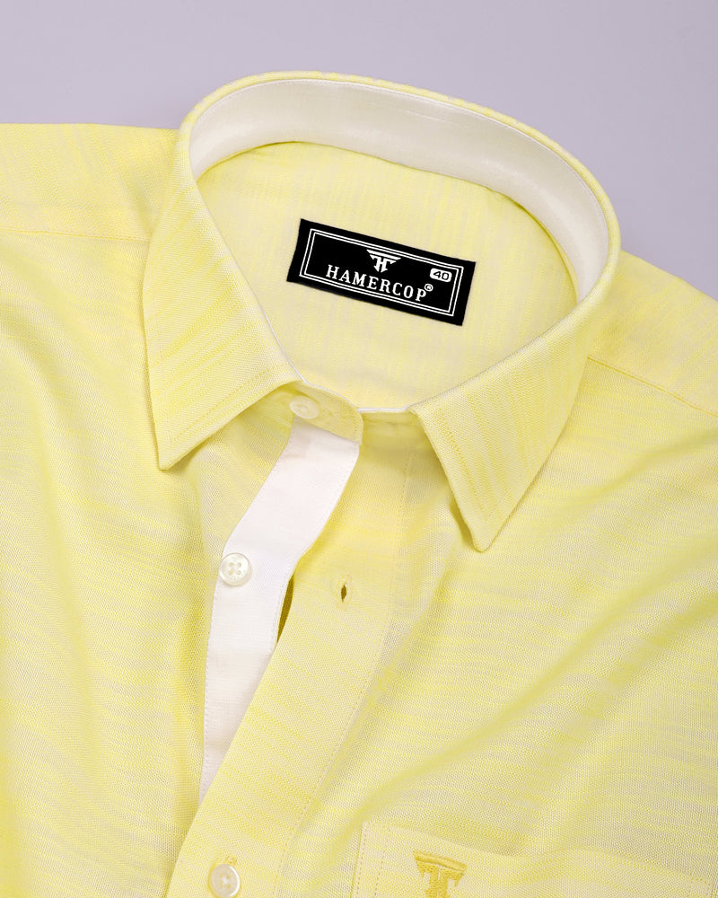 Pineapple Yellow Solid Linen Cotton Designer Shirt