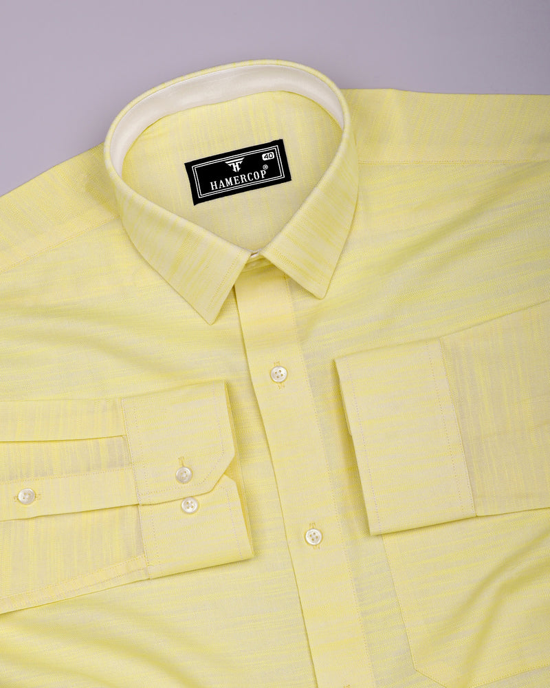 Pineapple Yellow Solid Linen Cotton Designer Shirt