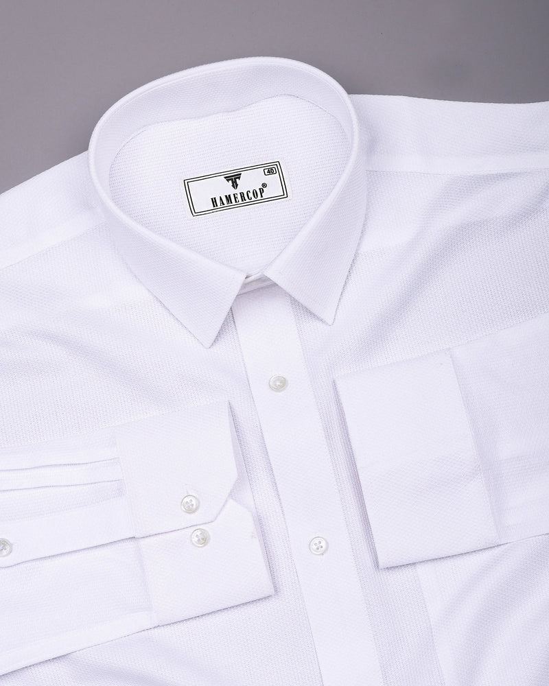White Python Dobby Texture Solid Cotton Shirt