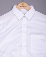 White Python Dobby Texture Solid Cotton Shirt