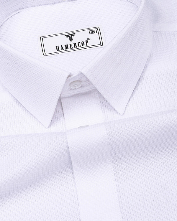 White Python Dobby Texture Solid Cotton Shirt
