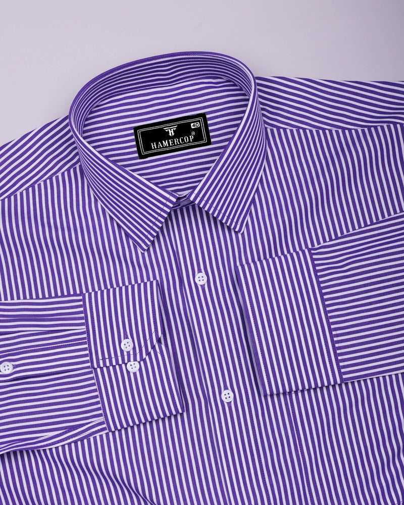 Scamp Purple With White Stripe Formal Cotton Shirt