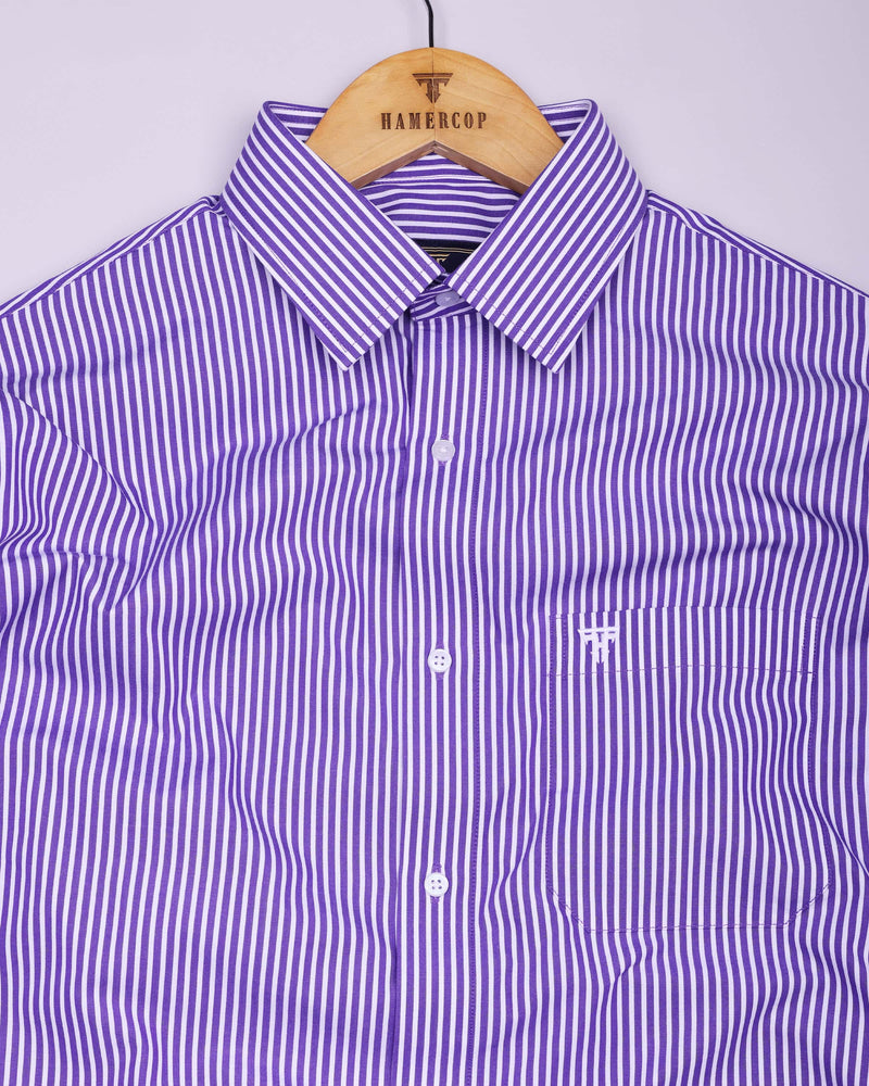 Scamp Purple With White Stripe Formal Cotton Shirt
