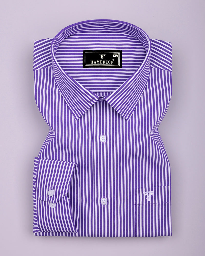 Scamp Purple With White Stripe Formal Cotton Shirt