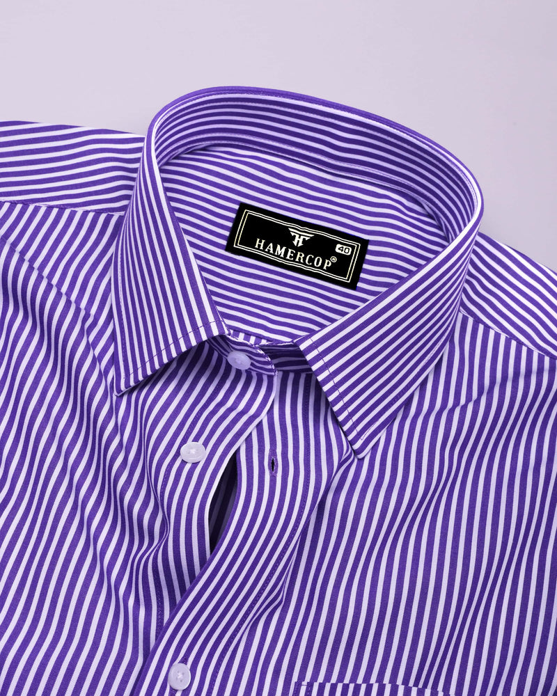 Scamp Purple With White Stripe Formal Cotton Shirt