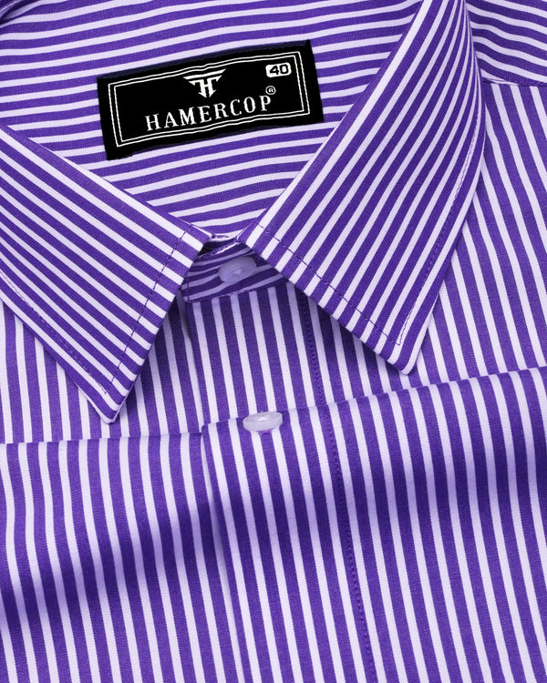 Scamp Purple With White Stripe Formal Cotton Shirt