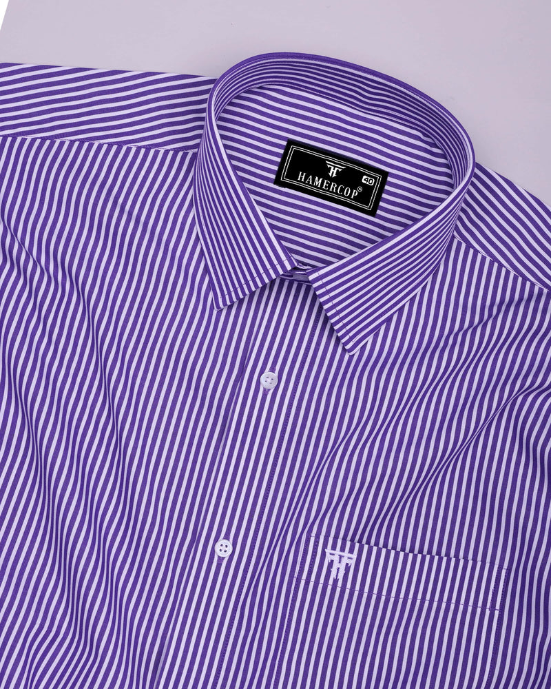 Scamp Purple With White Stripe Formal Cotton Shirt