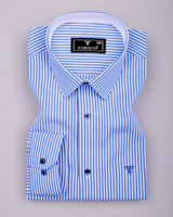 Scamp Blue With White Stripe Formal Cotton Designer Shirt