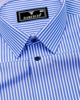 Scamp Blue With White Stripe Formal Cotton Designer Shirt
