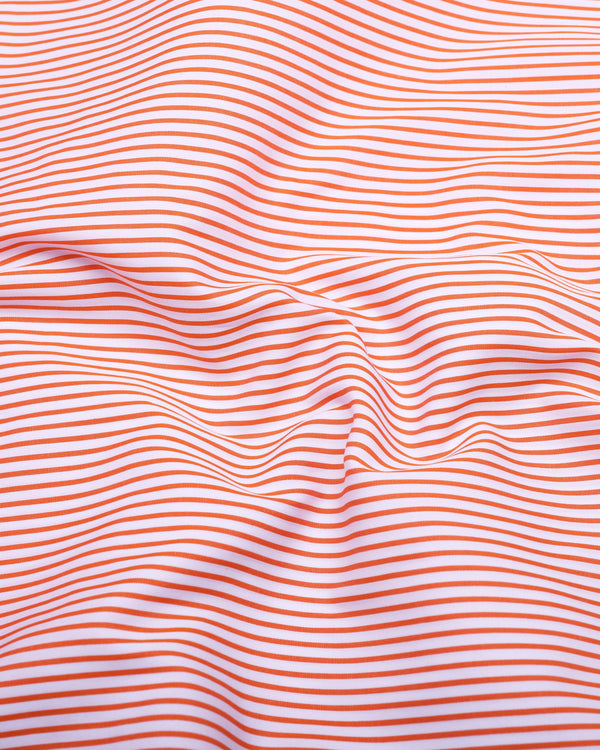 Apricot Orange With White Stripe Designer Cotton Shirt
