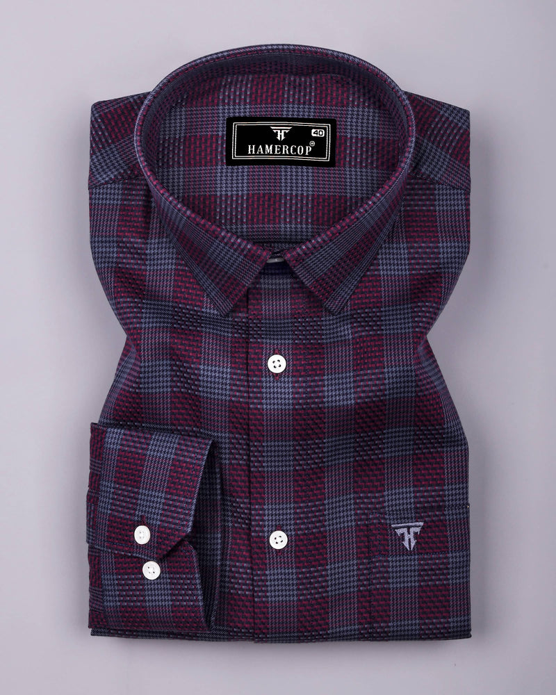 Prime Burgundy Houndstooth Check Premium Giza Shirt