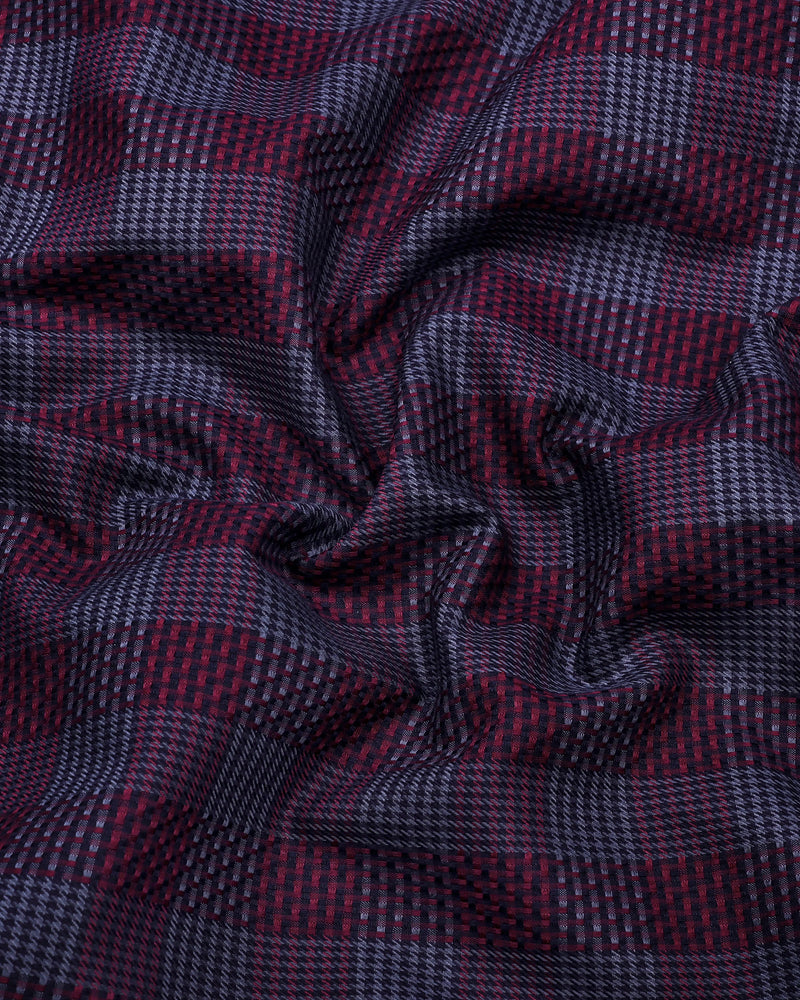 Prime Burgundy Houndstooth Check Premium Giza Shirt