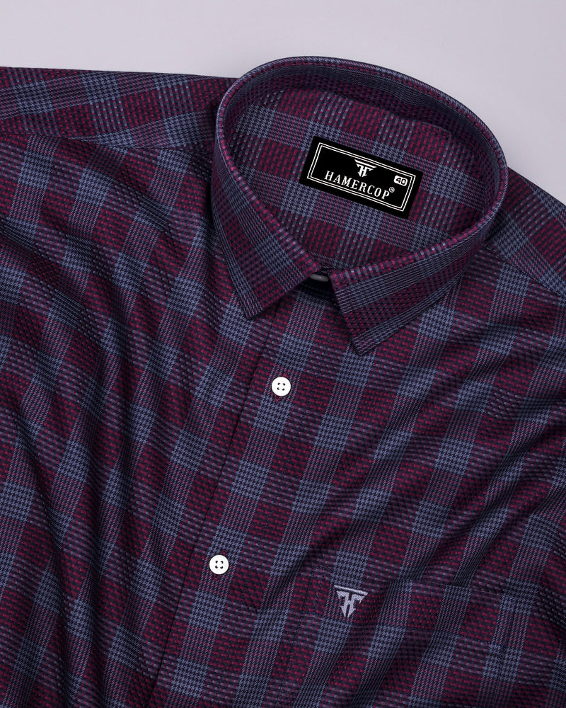 Prime Burgundy Houndstooth Check Premium Giza Shirt