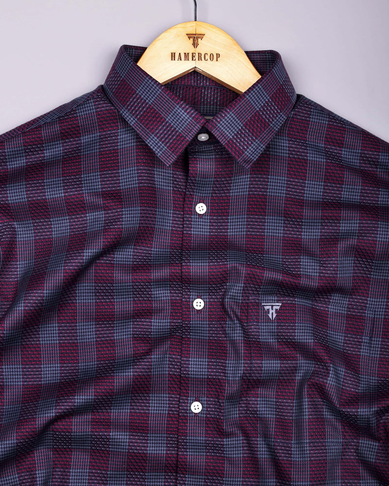 Prime Burgundy Houndstooth Check Premium Giza Shirt