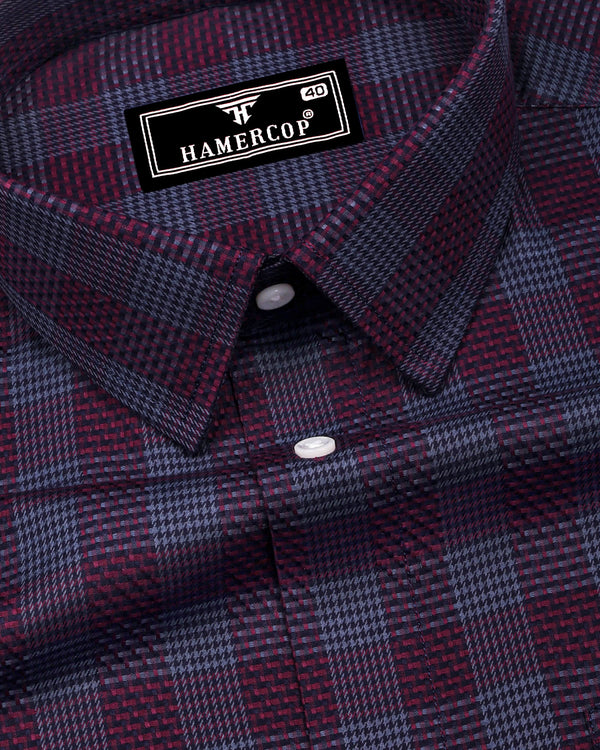 Prime Burgundy Houndstooth Check Premium Giza Shirt