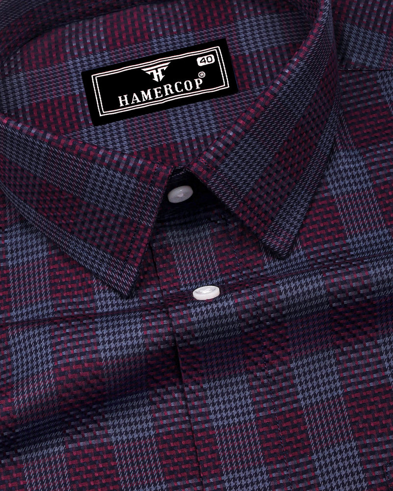 Prime Burgundy Houndstooth Check Premium Giza Shirt